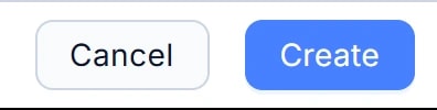 Cuối form Add Customer có hai nút: Cancel (bỏ) và Create (lưu, màu xanh).