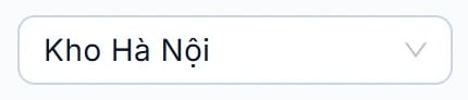 Ô chọn kho (dropdown) hiển thị Kho Hà Nội ở góc trên bên phải trang Inventory History.