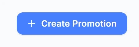 Nút Create Promotion (nền xanh) ở góc trên bên phải màn hình danh sách khuyến mãi.